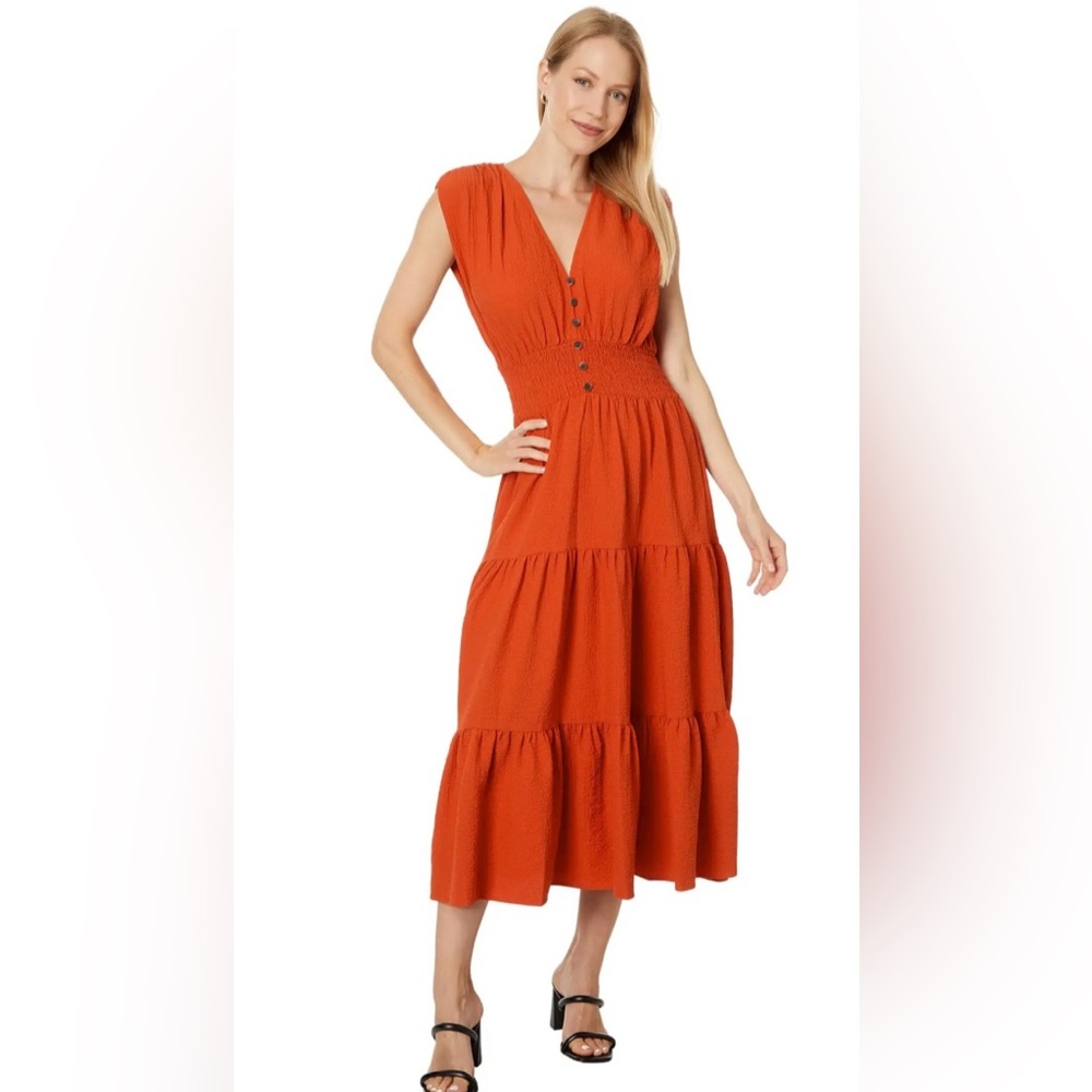 NWT! Calvin Klein Gauze V-Neck Tiered Skirt Dress / Size 2